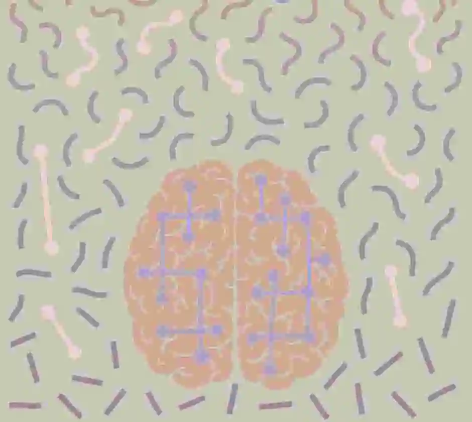 Grafisk illustration av en hjärna och olika kopplingstrådar