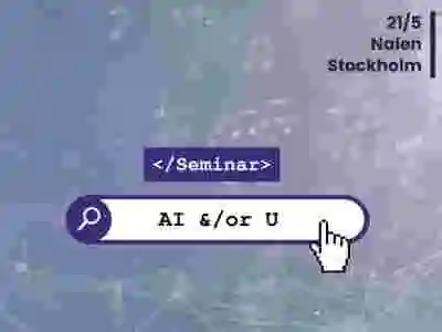 Noter och digital kod i bakgrunden av ett sökfält där det står namnet på seminariet.