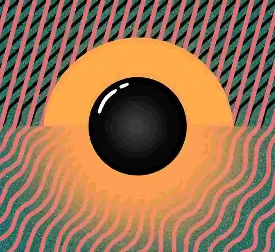 Illustration för The Digital Soul med en svart boll i mitten omgiven av linjer.